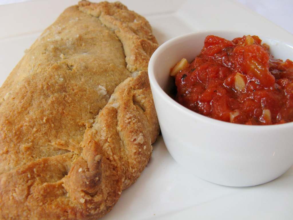 Spinach Pockets with Marinara via DeliciouslyOrganic.net