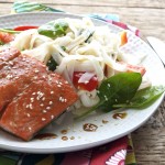 Thumbnail image for Honey Coated Salmon with Spinach and Noodles