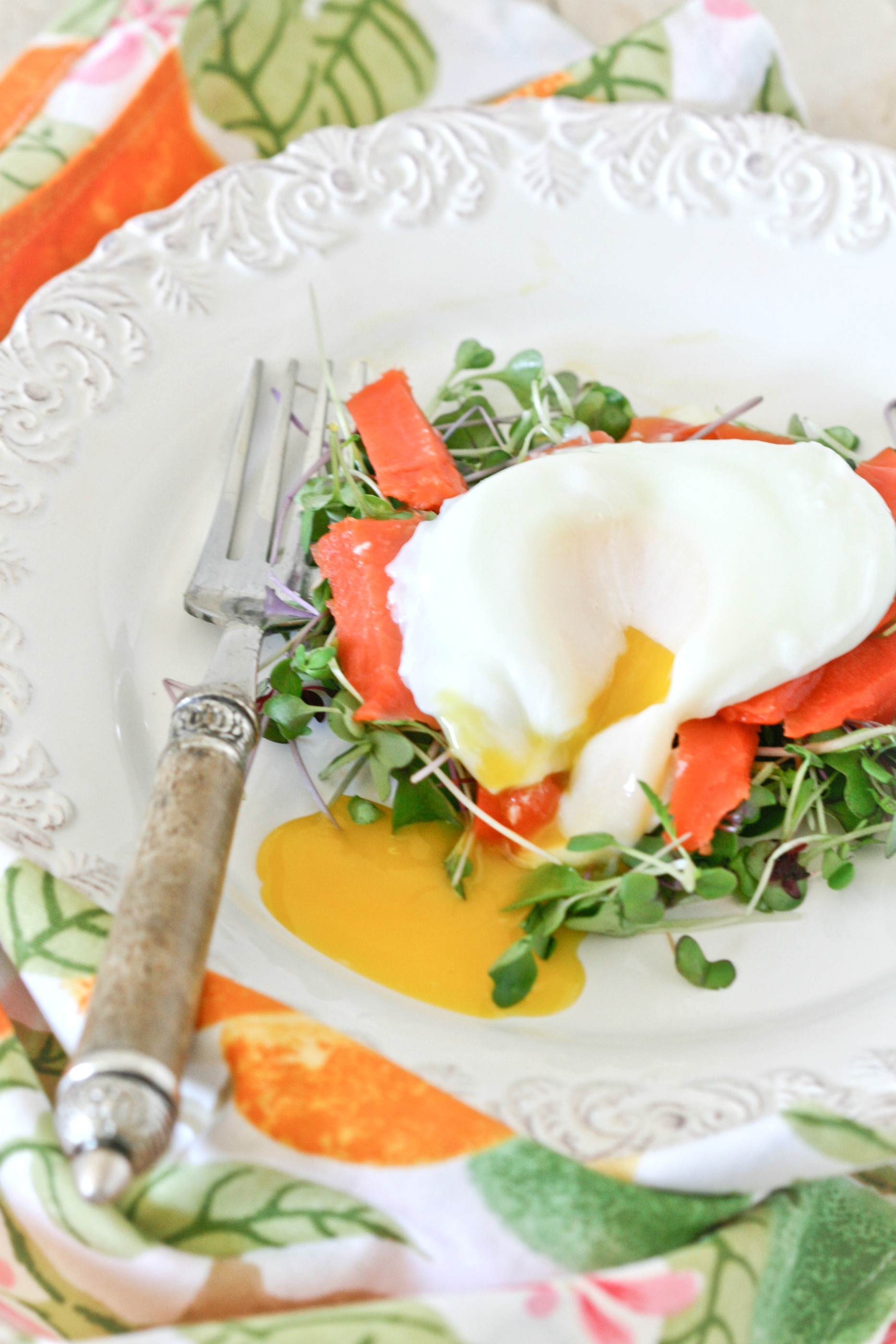 Smoked Salmon, Poached Eggs and Micro Greens - Deliciously Organic