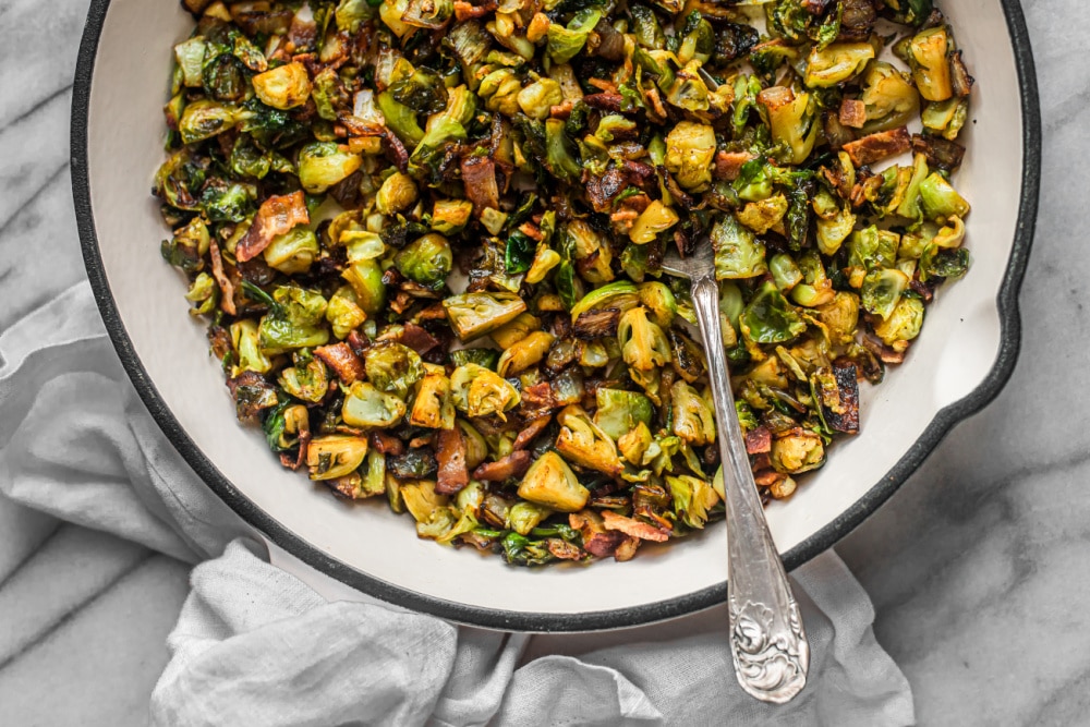 Brussels Sprouts and Bacon Hash Deliciously Organic Carrie Korem, FNTP