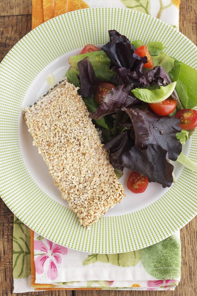 You won't even miss the the breading in this sesame crusted salmon, I promise! Pair it with a side salad for an easy weeknight meal!