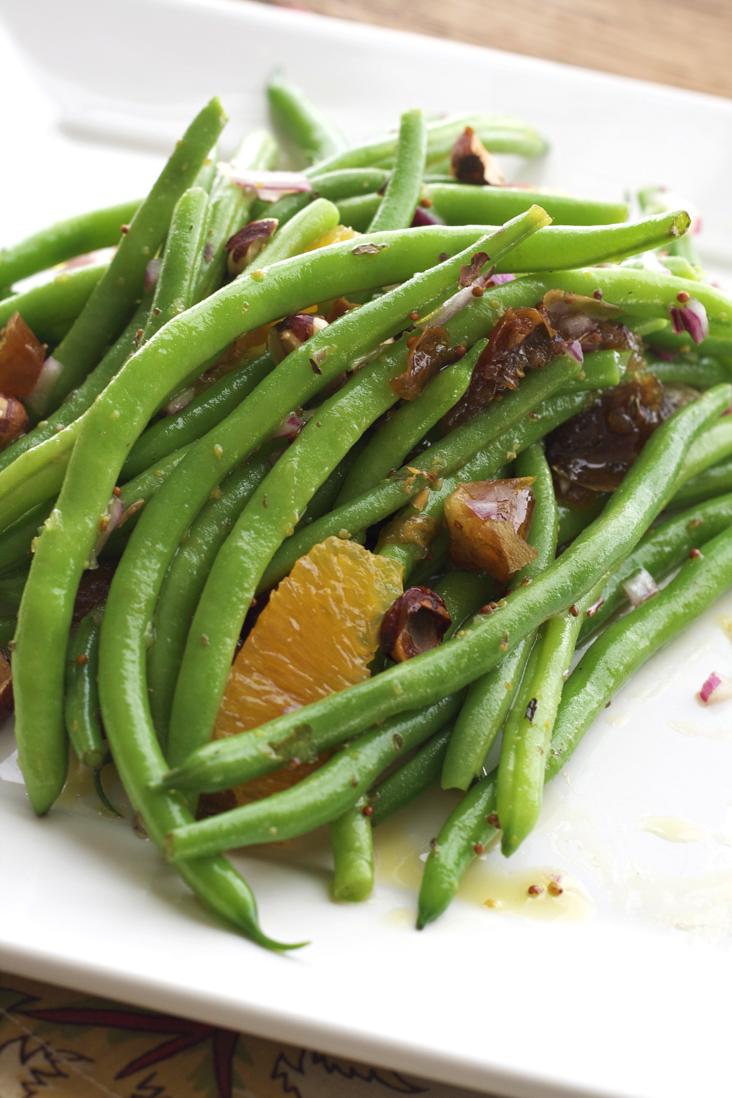 Green Beans with Dates, Oranges, and Hazelnuts - Deliciously Organic