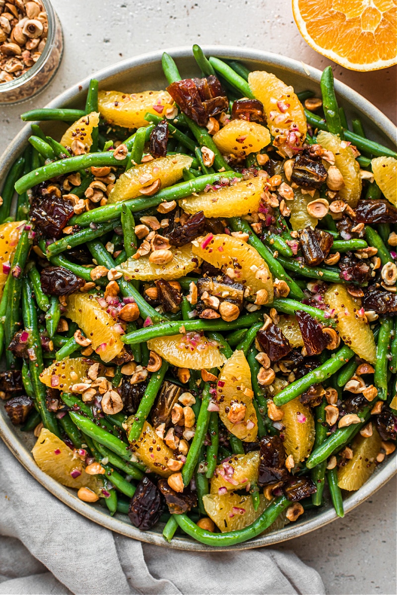 Green Beans with Dates, Oranges, and Hazelnuts