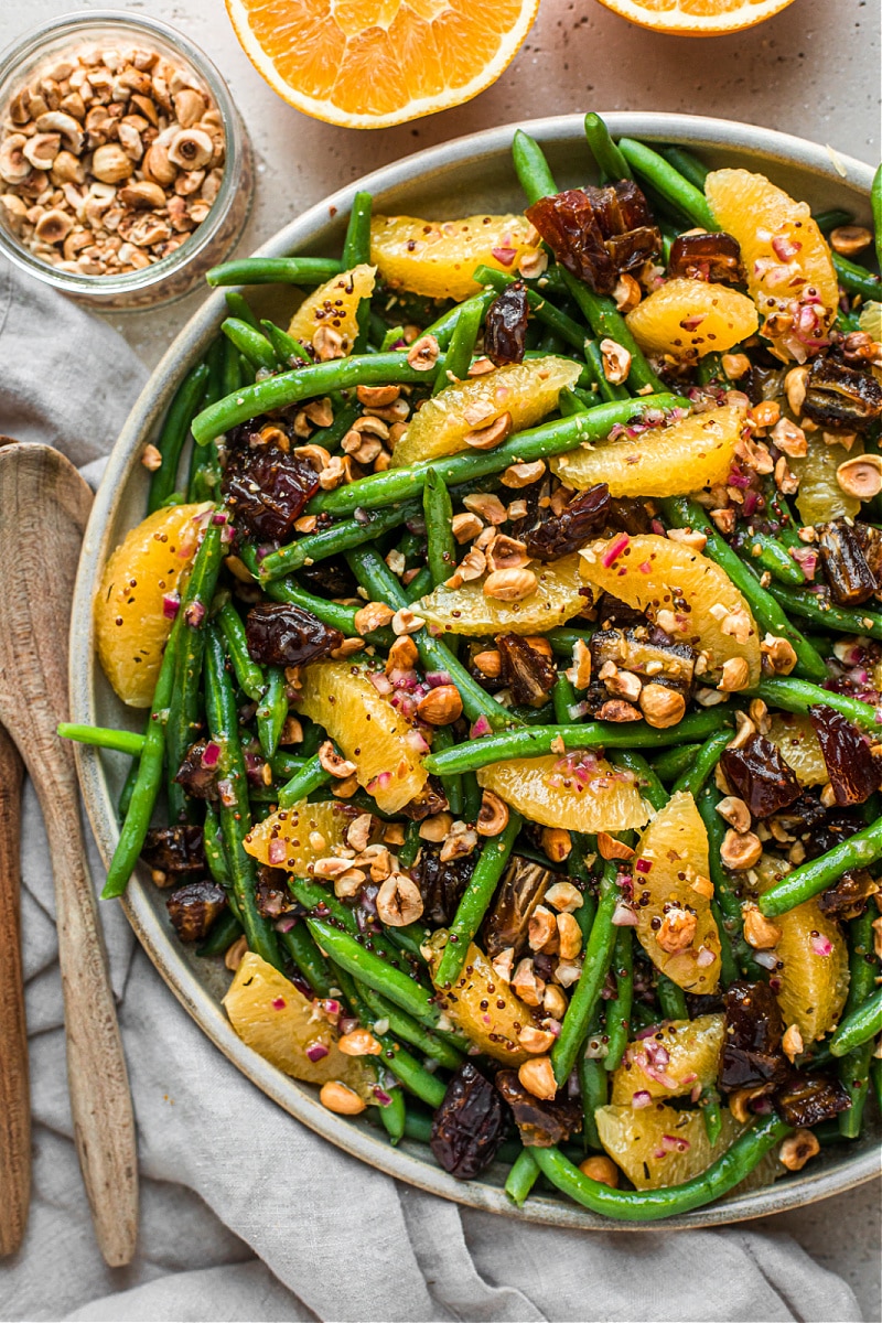 Green Beans with Dates, Oranges, and Hazelnuts