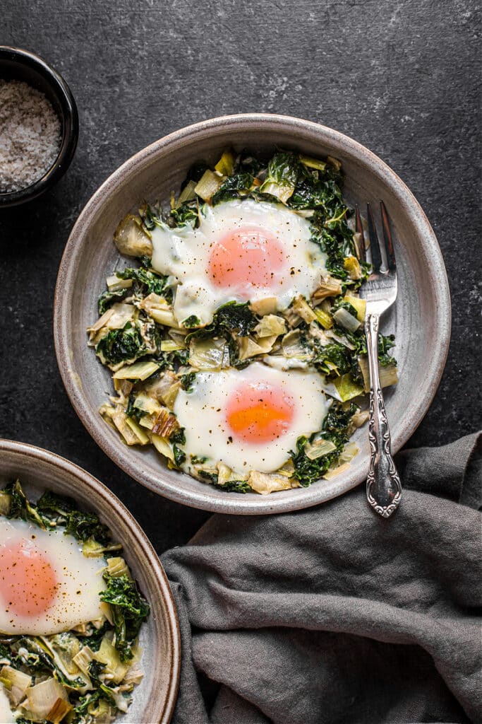 Creamed Kale and Eggs Deliciously Organic