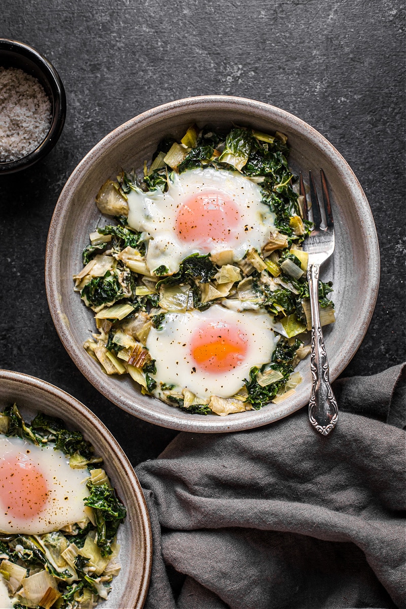 Creamed Kale and Eggs