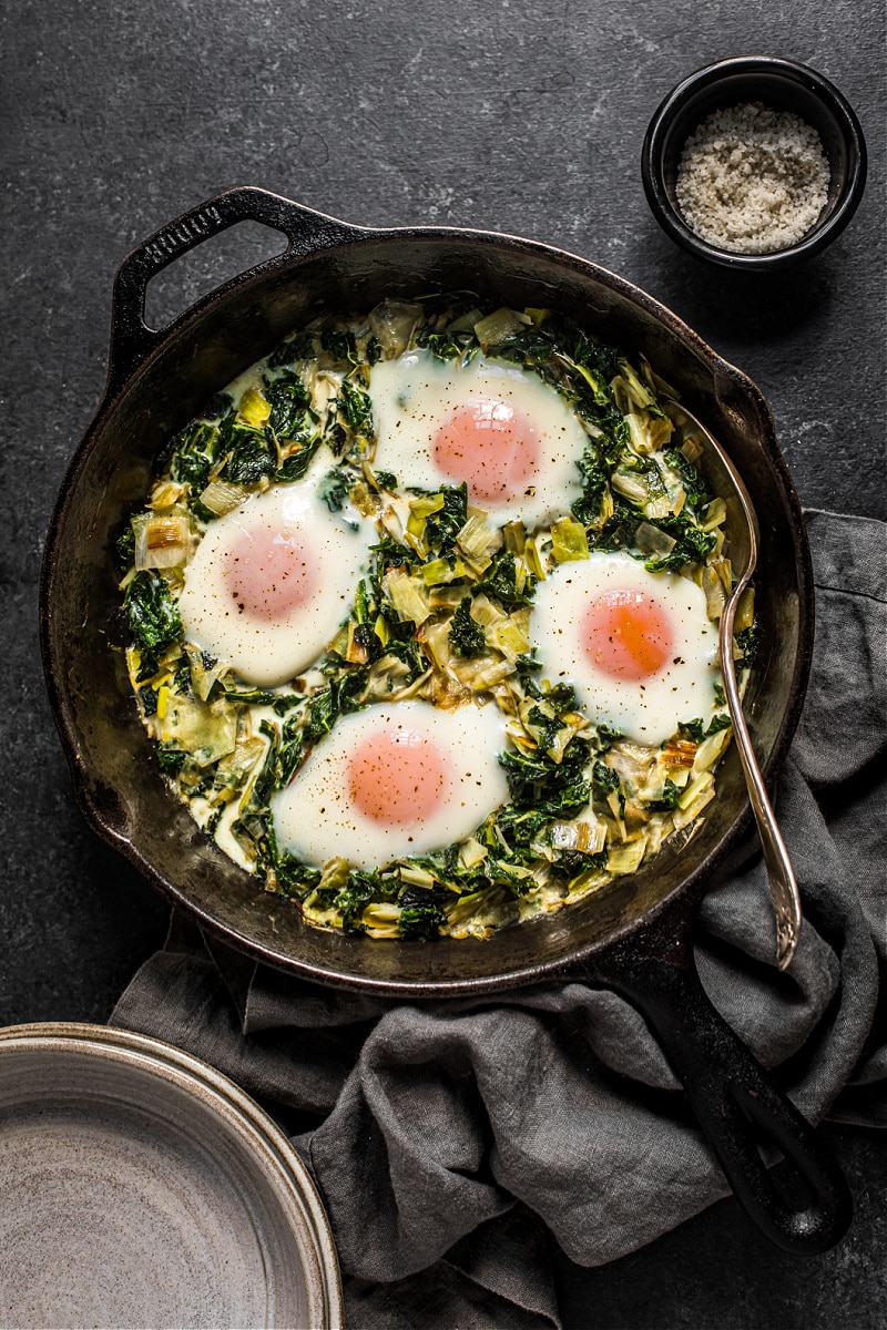 Creamed Kale and Eggs