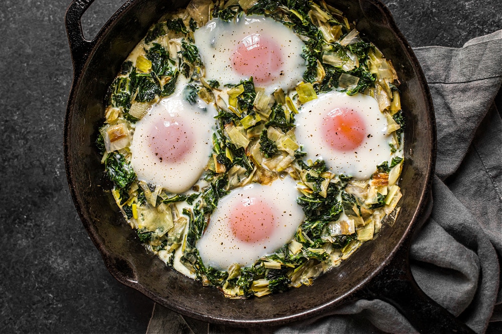 Creamed Kale and Eggs - Deliciously Organic