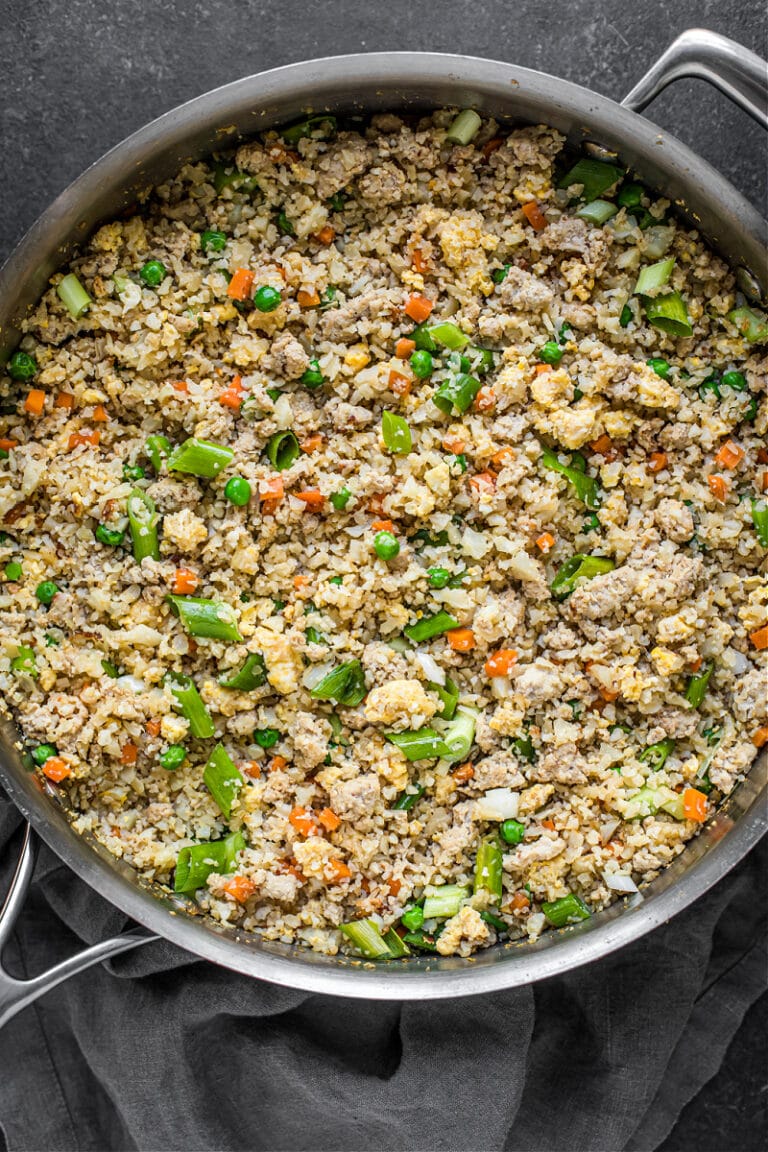 Chicken and Cauliflower Fried Rice (Grain Free, Paleo)