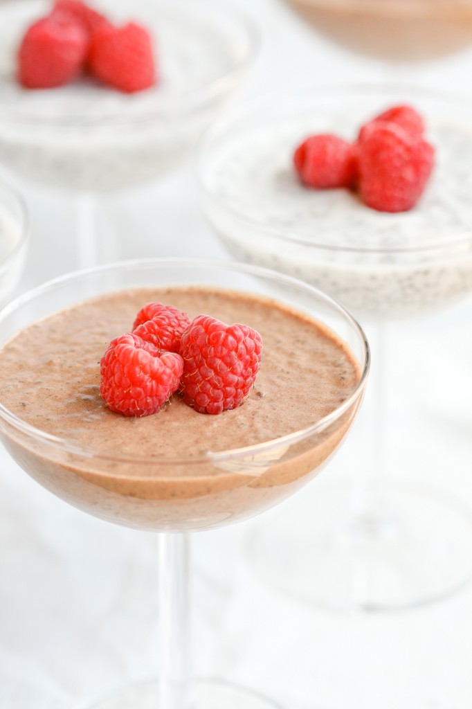 This chia seed pudding has a mousse-like consistency and only takes a few minutes to mix together. It’s great with berries, a little whipped cream or chocolate shavings on top.