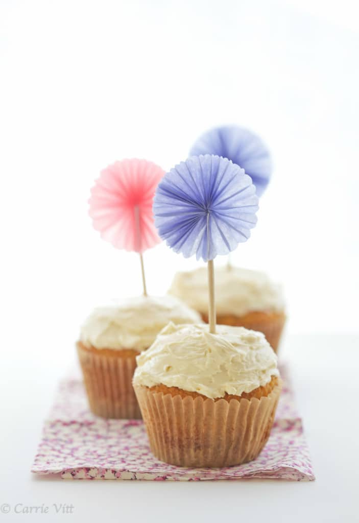 These grain-free cupcakes are made with coconut flour and are a cinch to throw together. The maple buttercream frosting paired with it in this recipe isn’t too sweet and you won’t believe how creamy it is!