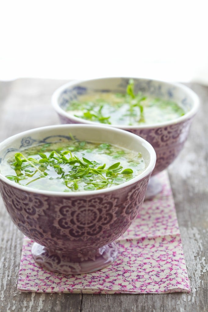 Frozen peas make life easier in the winter months and if you have some stock waiting in the fridge or freezer, you can whip up this egg drop soup in minutes.