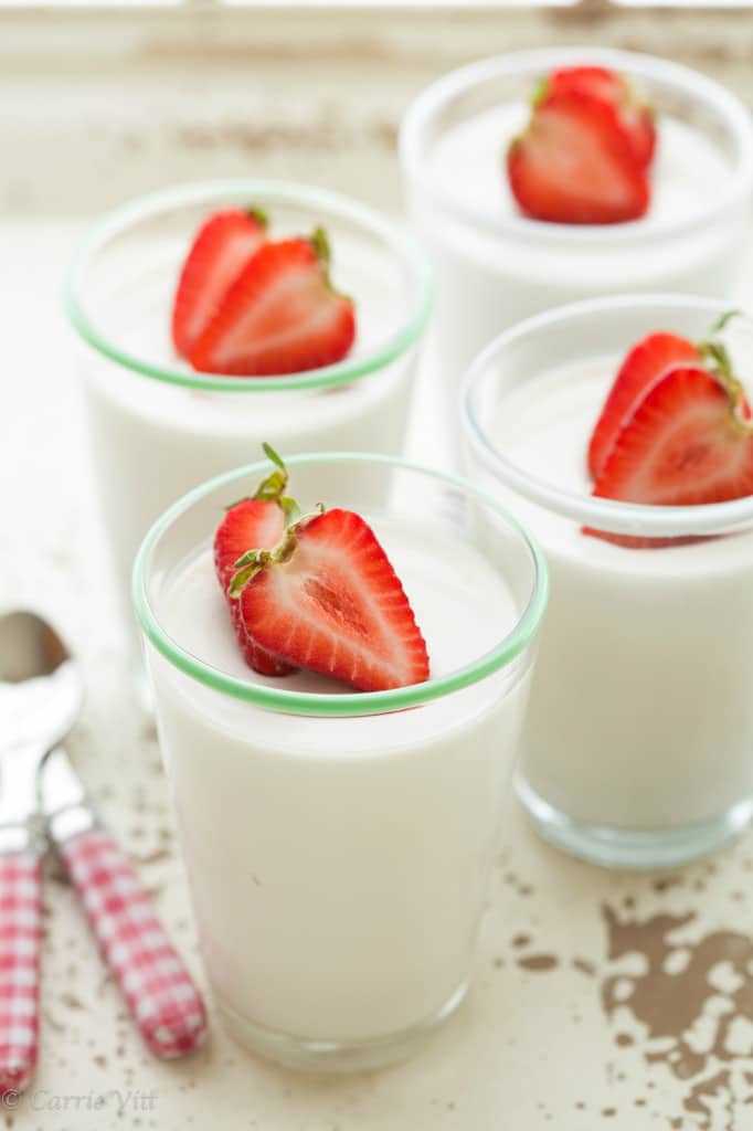 Panna Cotta a popular dessert because it's smooth, creamy, and not too sweet. Top this Paleo version with berries, and you have the perfect light dessert.