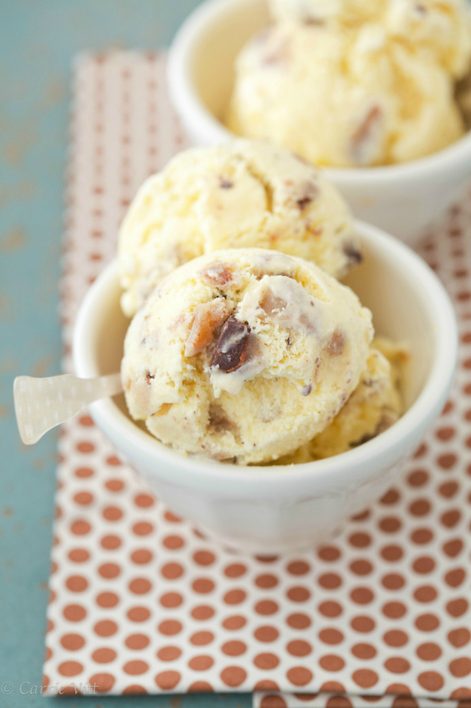 Scoop grain-free cookie dough into small pieces, freeze it, then chop it. Whip up some homemade vanilla ice cream then stir in the cookie dough after it’s frozen. Chocolate Chip Cookie Dough Ice Cream is a treat for a hot and muggy day here in the South.