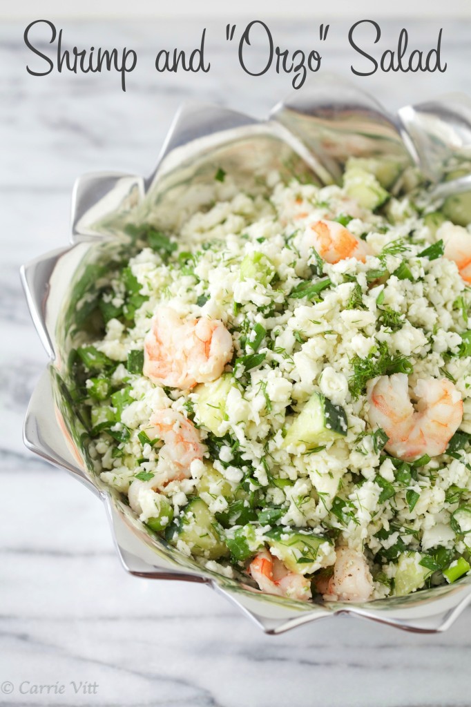 Give riced cauliflower a try with your favorite salads. It’s a great way to cut down on the grains and carbs, and I bet your family or guests won’t even know the difference!