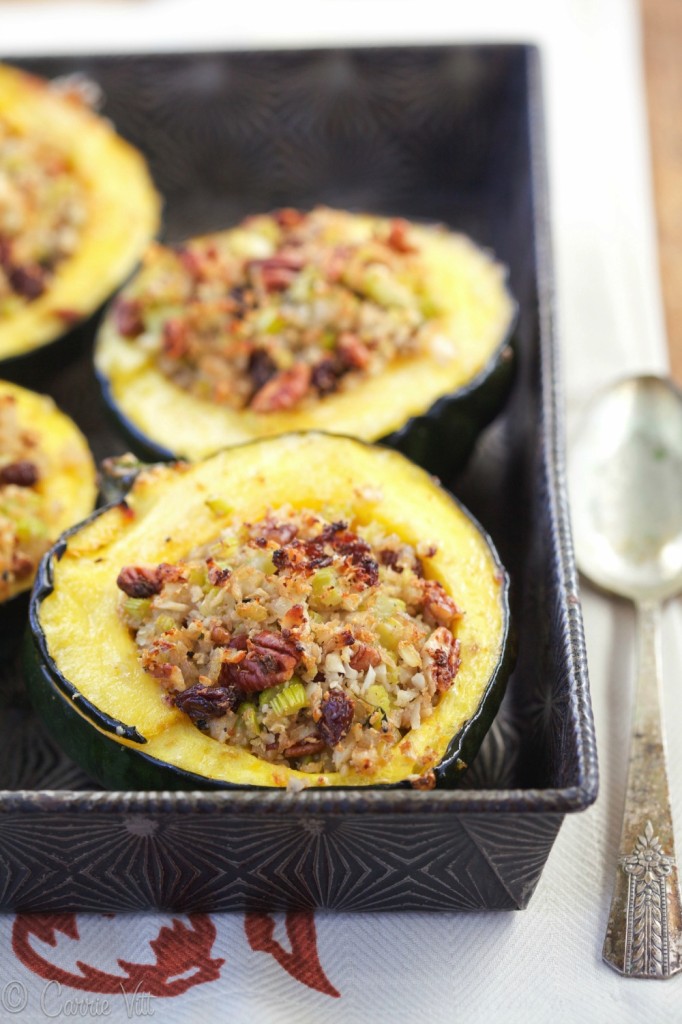 Stuffed acorn squash makes for an easy weeknight meal. It's easy to prepare and you can create numerous variations depending on the additional produce you have on hand.