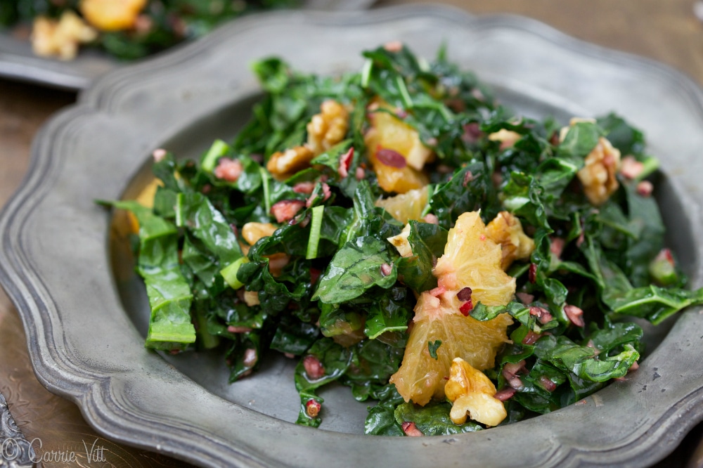 You can slightly saute the kale or leave it raw in this salad. You can change up the flavor of this salad by using other fruits, nuts or seeds, but I love the taste of the cranberries!