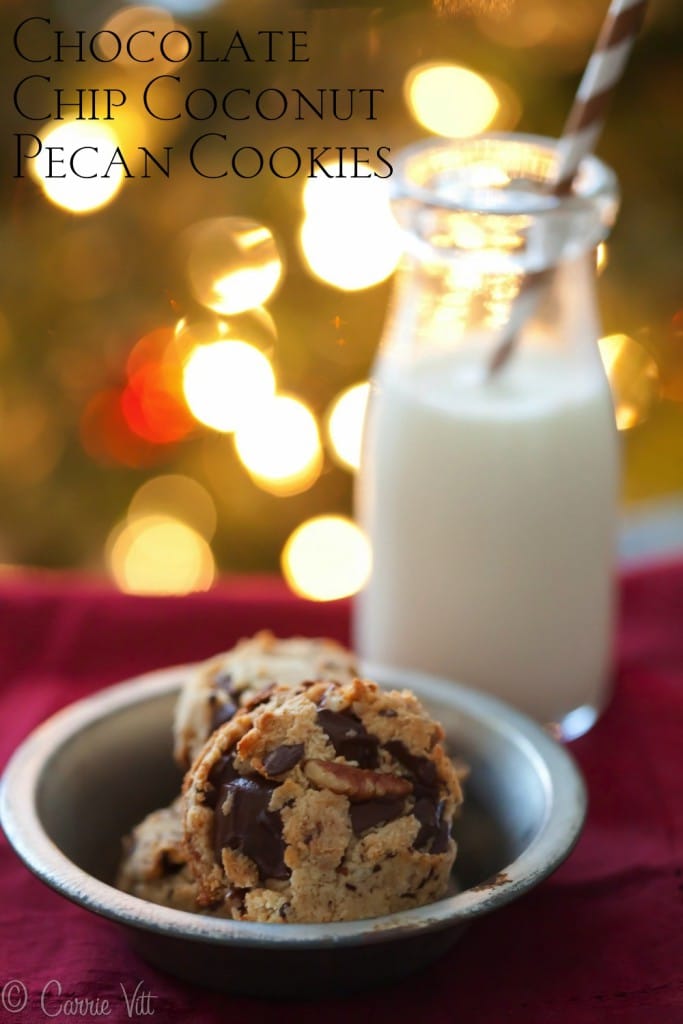 I love these chocolate chip coconut pecan cookies. I love them even more because they're grain free!