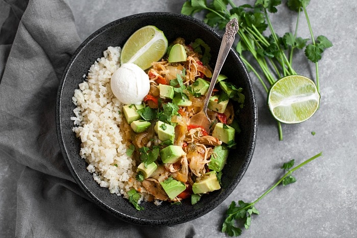 Crock Pot Chicken Fajita Bowl (Grain-Freee, Paleo)