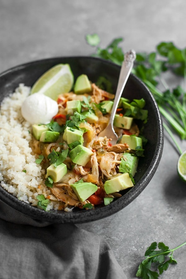 Crock Pot Chicken Fajita Bowl Grain Free Paleo