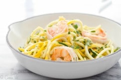 Shrimp scampi in 20 minutes? Yes, please! Fresh shrimp, lemon, parsley, garlic and vegetable noodles make for a quick, spring meal.