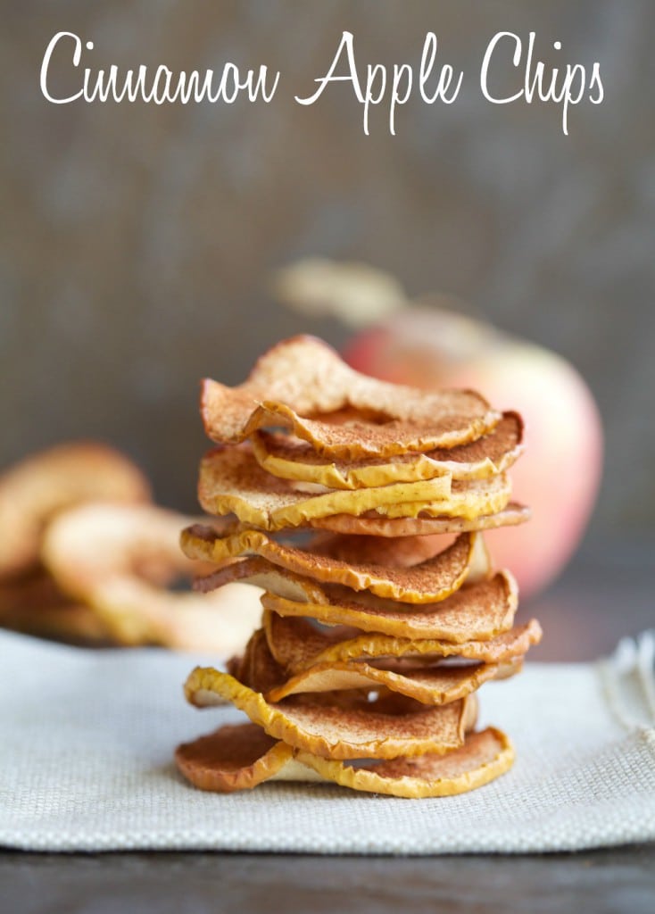 I love the simplicity of these apple chips. Thinly sliced apples, cinnamon and a bit of time in the oven and you've got an easy fall-time snack.