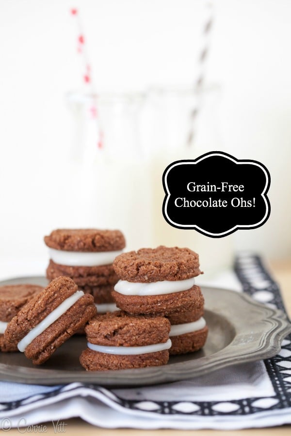 When you take a bite of these delicious chocolate cookies, you're going to say 'Oh!' Filled with a dairy free white frosting, they are simply amazing!