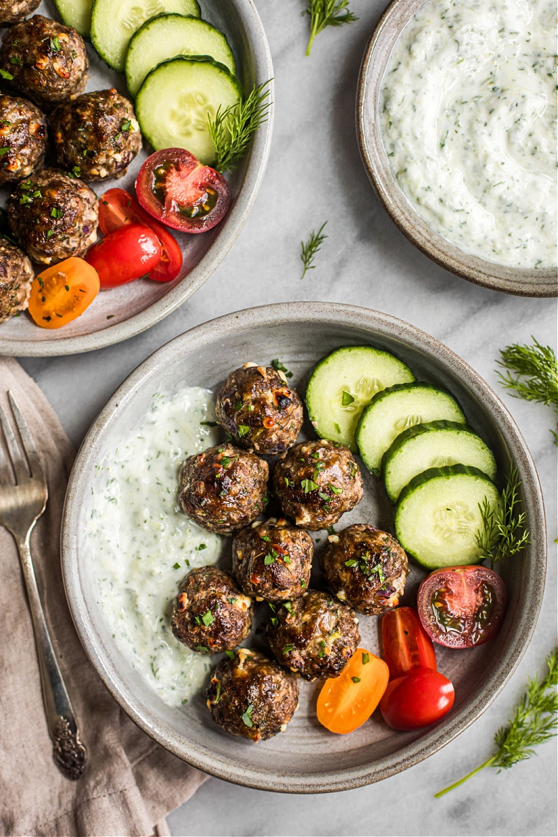 Greek Meatballs with Tzatziki Sauce (Grain-Free)