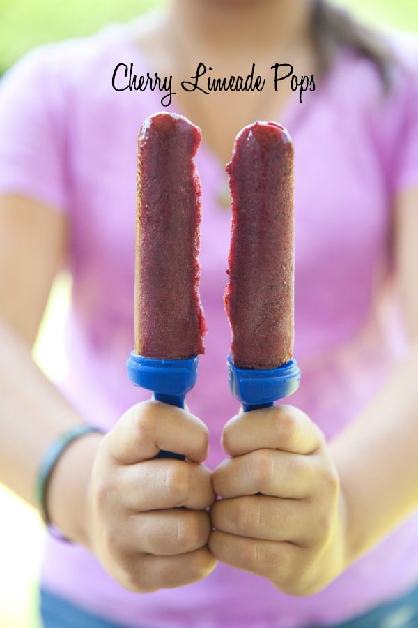 Only 3 ingredients in these delicious cherry limeade popsicles! So easy and so refreshing!