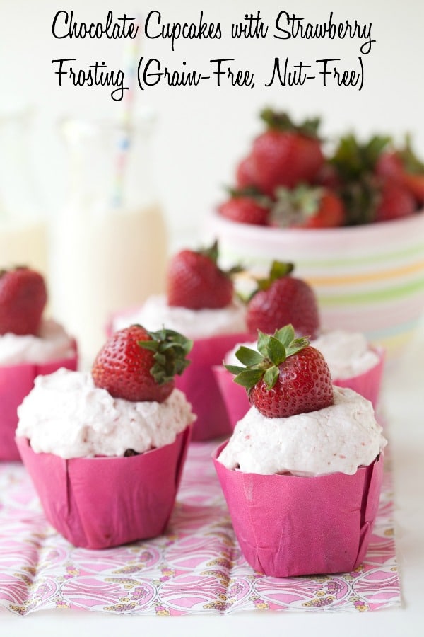 Chocolate cupcakes with strawberry frosting are quite the indulgence and are fun to make when strawberries are in season.