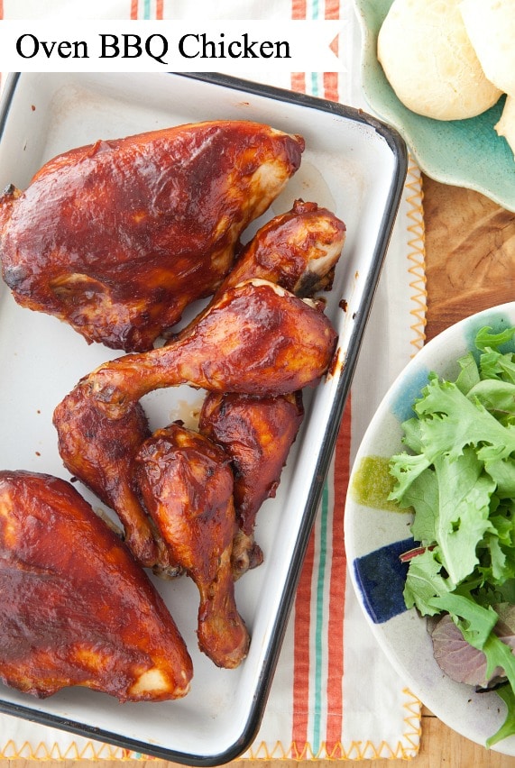 If you're scared of grilling like me, this oven BBQ chicken is perfect. The homemade BBQ sauce can be made days ahead of time for an quick & easy dinner!
