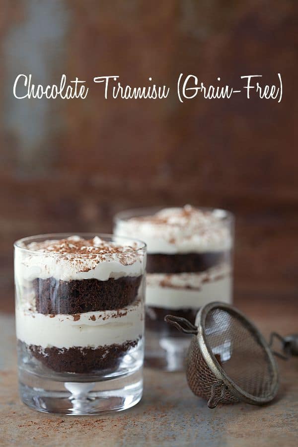 For this chocolate tiramisu recipe I used nut-free chocolate cake in place of the ladyfingers then added whipped cream, cocoa powder and coffee to make a simple and beautiful dessert.