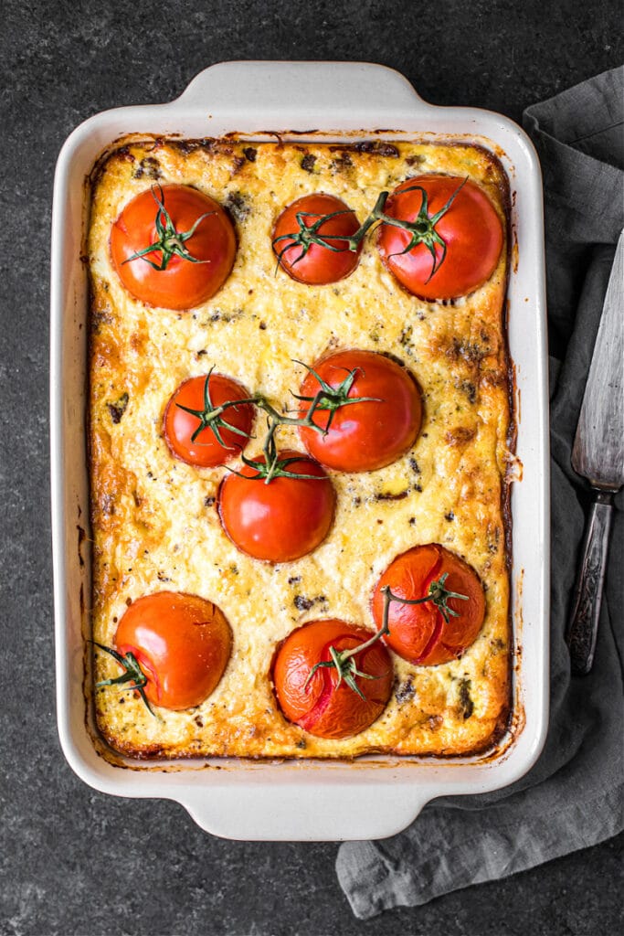 Breakfast Frittata with Tomatoes, Sausage and Cheese (Grain-Free)