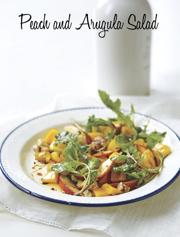 Peach and Arugula Salad provides a big payoff for very little effort. Serve it in a wide bowl to show off its good looks.