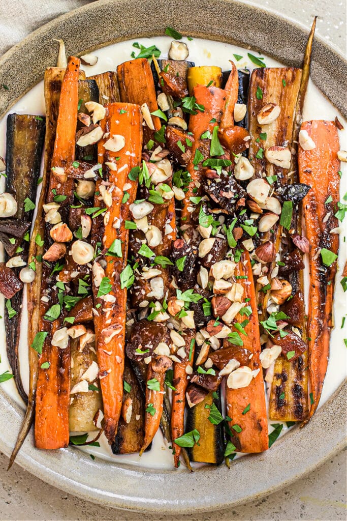 Carrots with Apricots, Hazelnuts, and Creme Fraiche