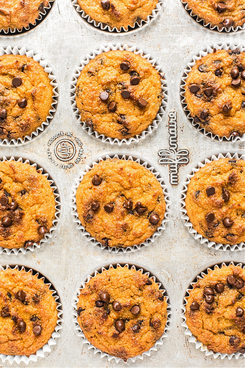 Pumpkin Muffins with Chocolate Chips (Gluten-Free, Dairy-Free)