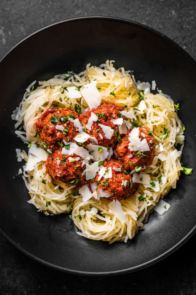 Slow Cooker Spaghetti Squash with Meatballs and Marinara (Grain-Free)