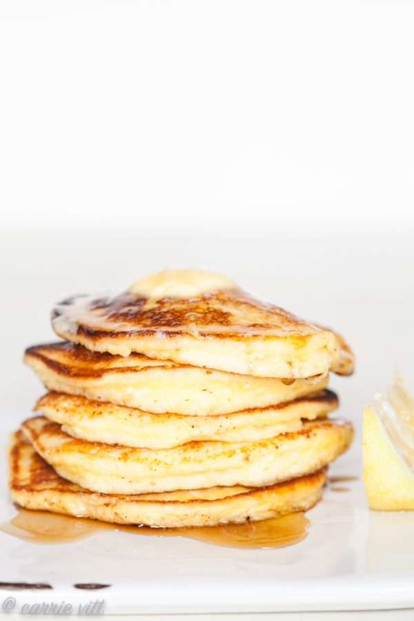 A stack of light, fluffy lemon ricotta pancakes is a wonderful way to start the day! This recipe is super simple, can be whisked together in about 10 minutes and topped with lemon, berries, maple syrup, jam, jelly, or whatever you fancy!