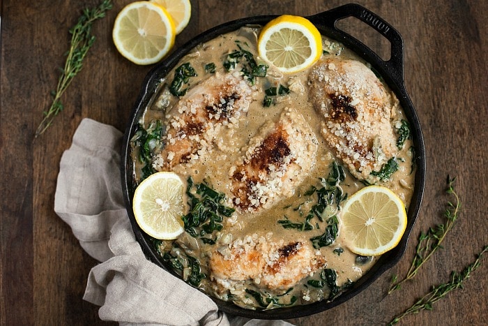 Creamy Lemon Chicken with Spinach and Artichokes (Grain-Free)