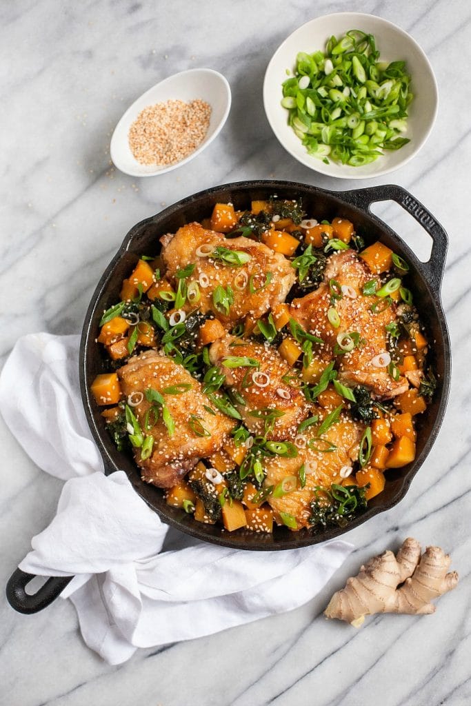 Braised Chicken Thighs with Squash and Kale (Grain-Free)