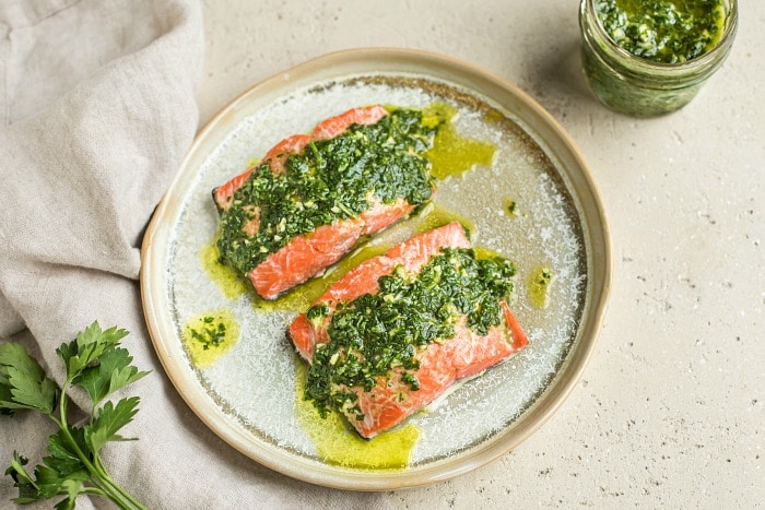 Roasted Salmon with Chimichurri (Grain-Free, Paleo)