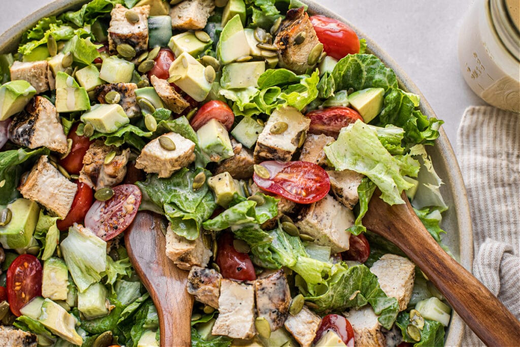 Honey Mustard Chicken Salad with Tomatoes and Avocado 