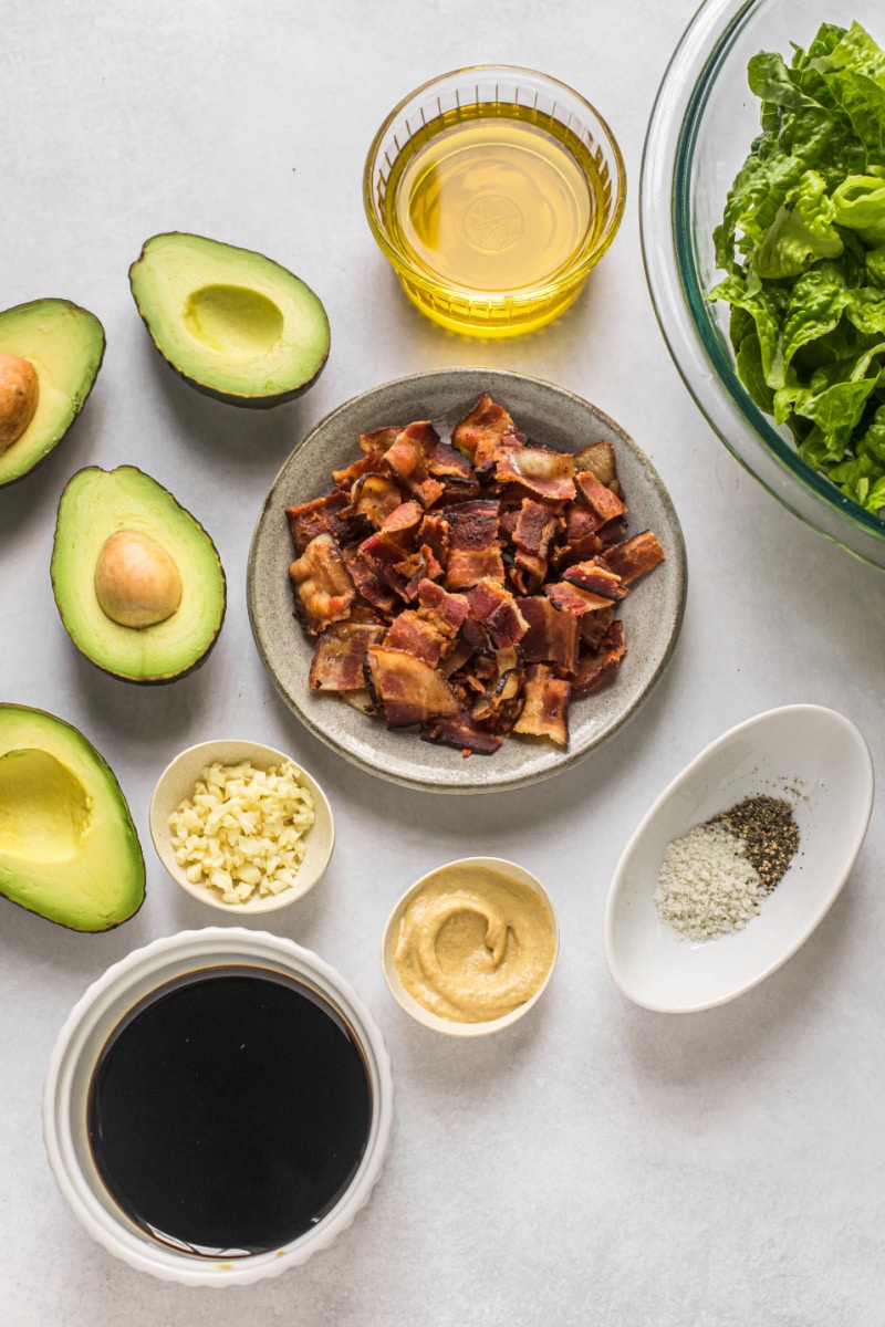 Romaine, Avocado and Bacon Salad with Warm Balsamic Dressing