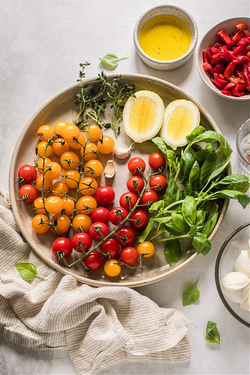 Cherry Tomato, Red Pepper and Mozzarella Salad 