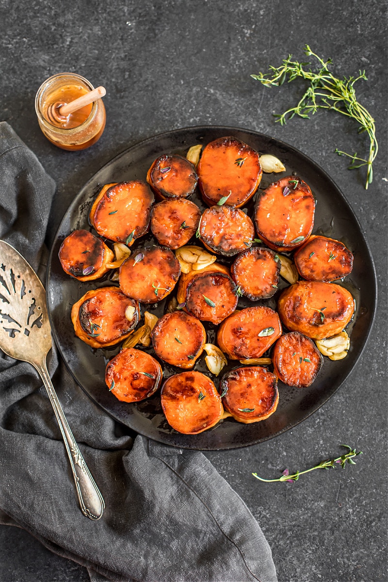 Honey-Garlic Roasted Sweet Potatoes