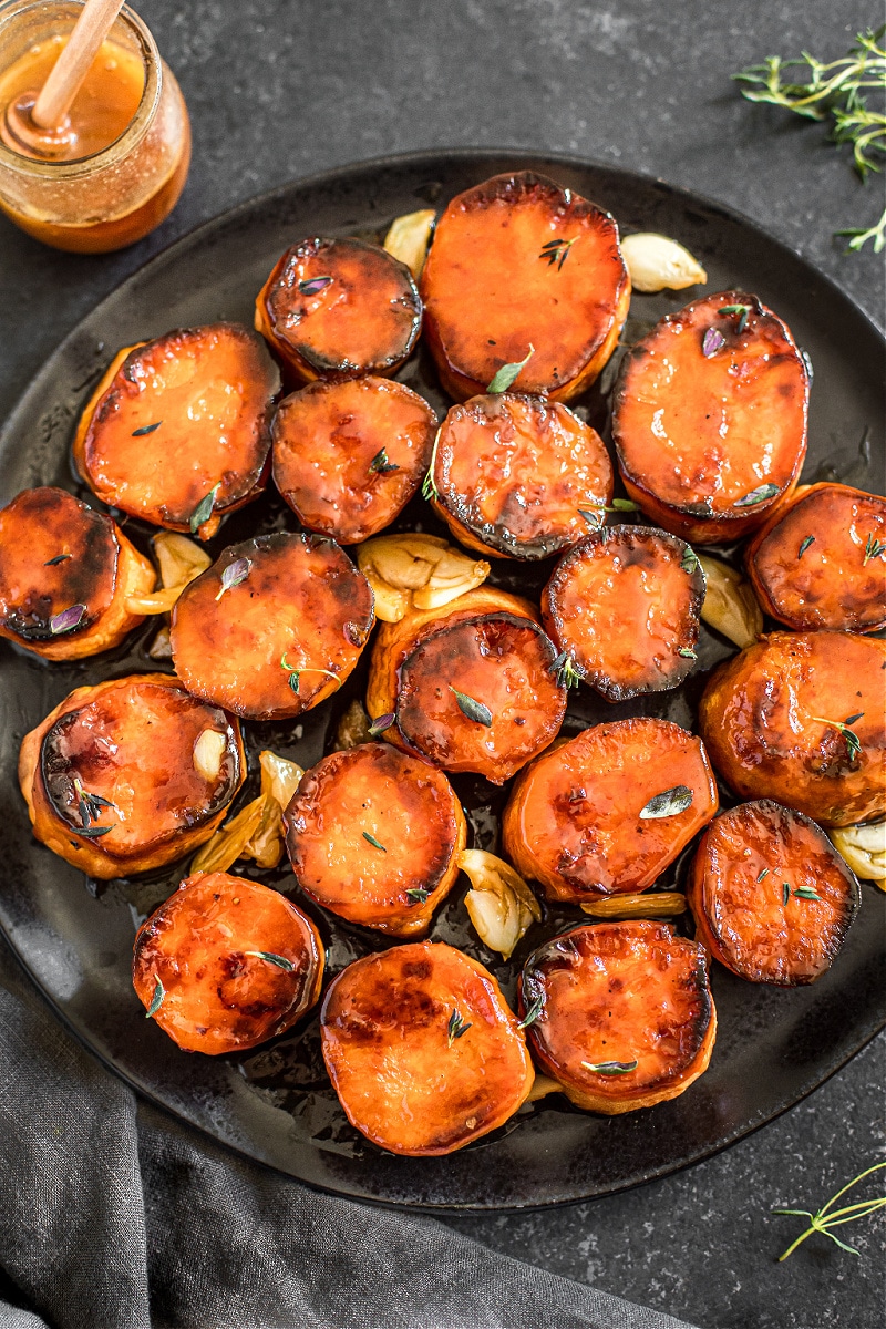 Honey-Garlic Roasted Sweet Potatoes
