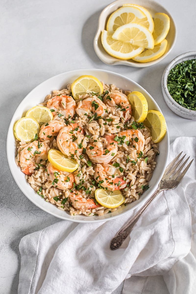 One-Pot Shrimp Scampi with Orzo (gluten-free)