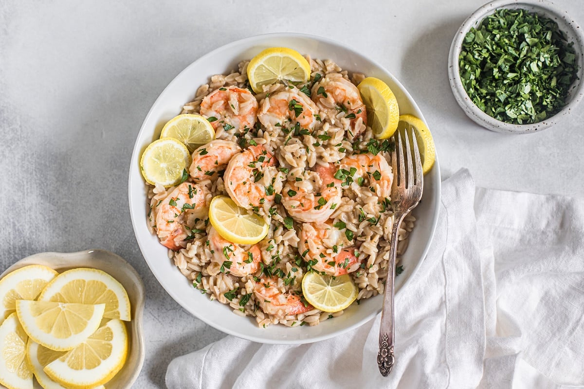 One-Pot Shrimp Scampi with Orzo (gluten-free)
