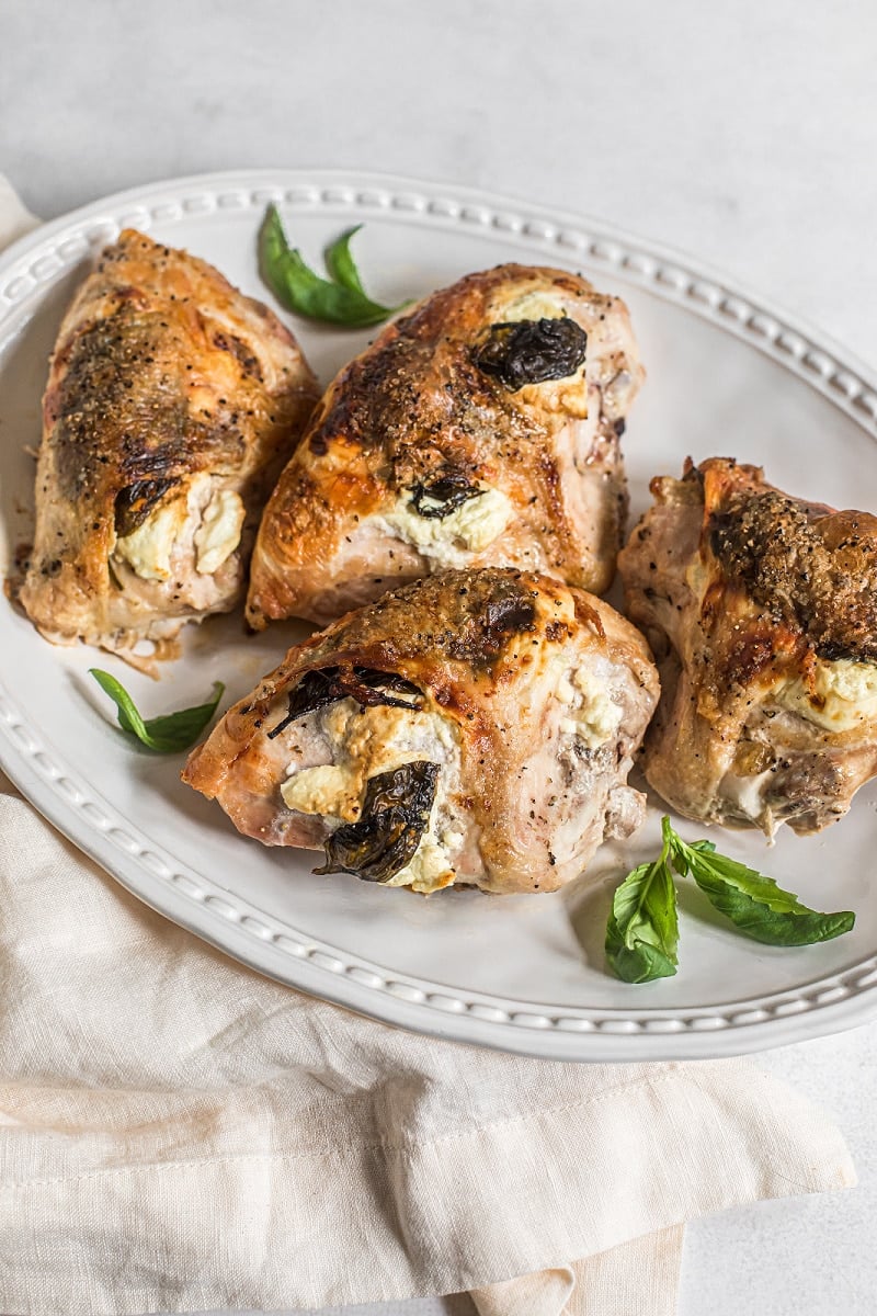 Roast Chicken with Basil, Goat Cheese and Sun-dried Tomato