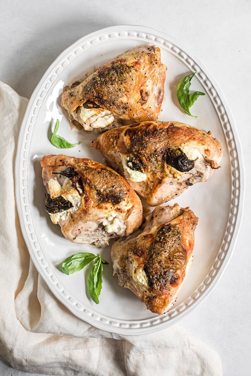 Roast Chicken with Basil, Goat Cheese and Sun-dried Tomato